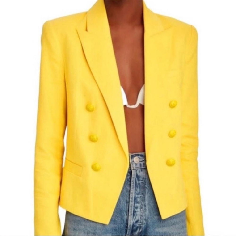 L'AGENCE - Linen Blend Cropped Blazer - size 0